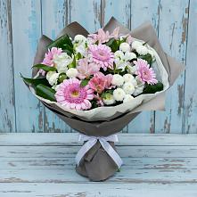 Букет цветов из:  Герберы, Альстромерии и Хризантемы #REPLACE_PRED# Елгозино