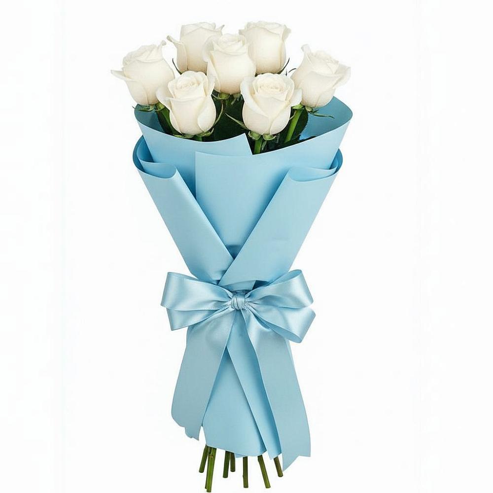 Букет 7 белых роз Проуд в Елгозино