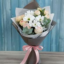 Букет цветов из:  Хризантемы и Розы #REPLACE_PRED# Елгозино