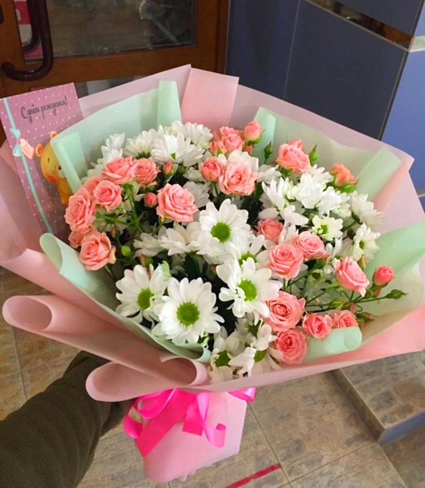 Букет цветов из: Розы и Хризантемы в Елгозино