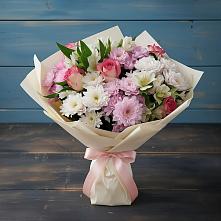 Букет цветов из:  Хризантемы, Альстромерии и Розы в Елгозино