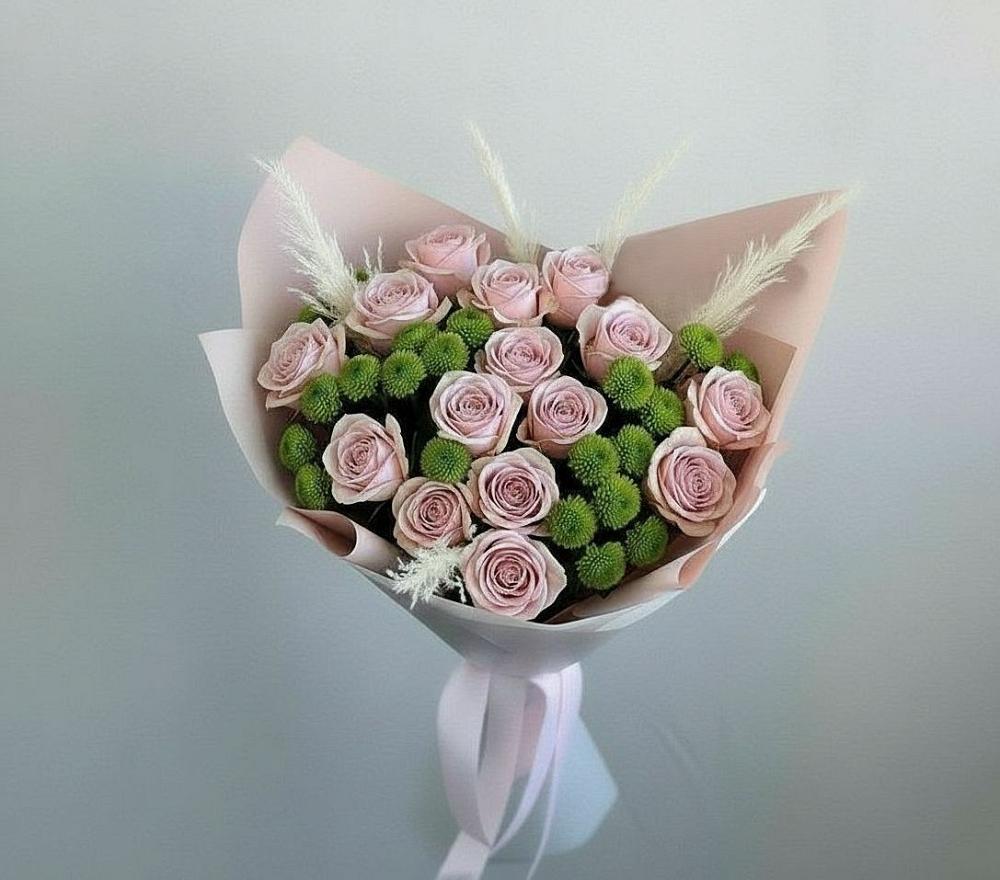 Букет цветов из: Розы и Хризантемы в Елгозино