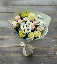 Букет цветов из:  Альстромерии, Розы и Хризантемы в Елгозино
