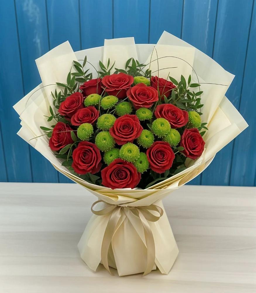 Букет цветов из: Розы и Хризантемы в Елгозино