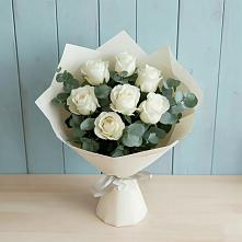 Букет Белые розы в Эвкалипте #REPLACE_PRED# Елгозино